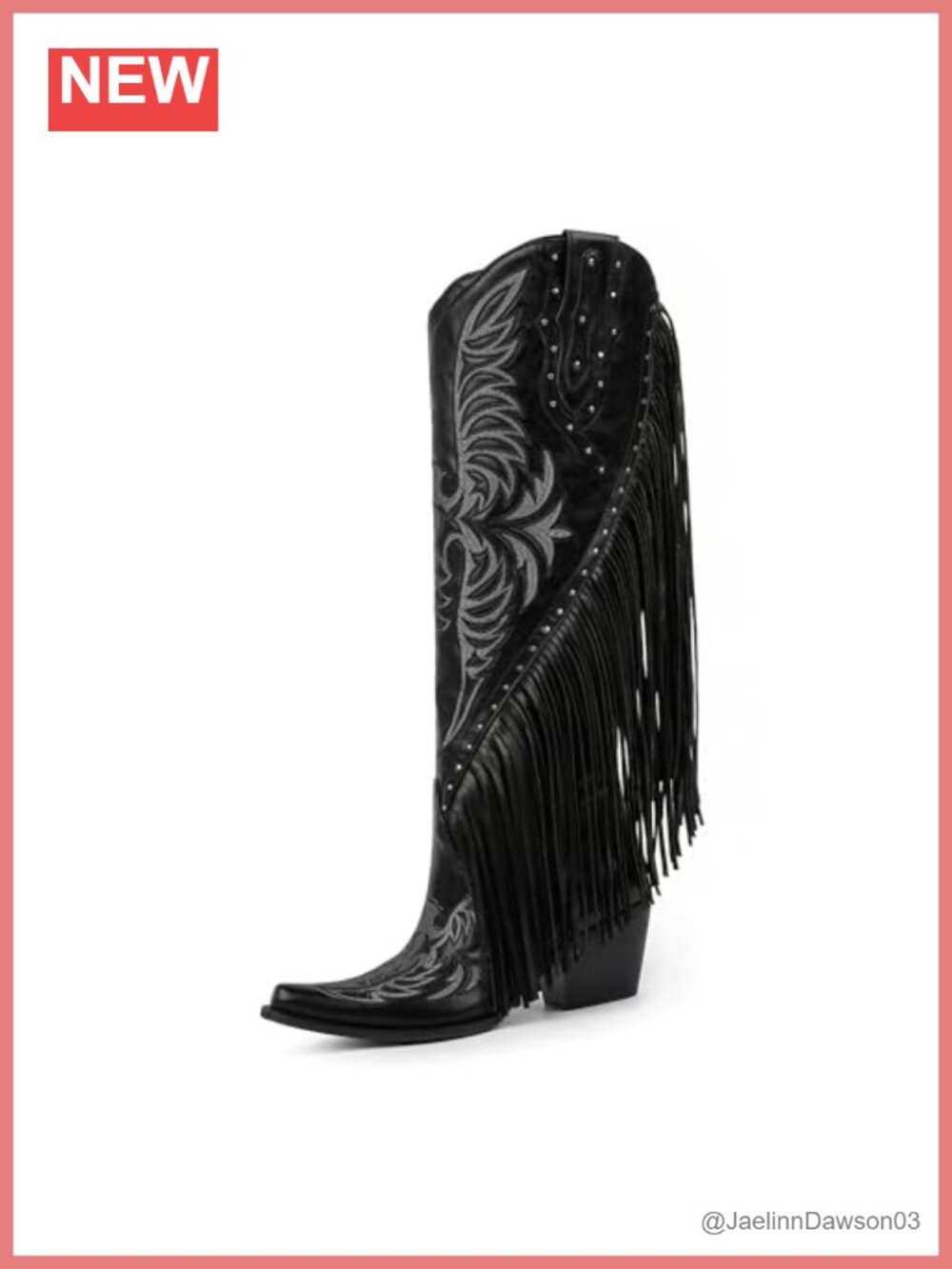 Fringe Cowgirl Boots Women's Embroidered Studded Western Knee High Boots